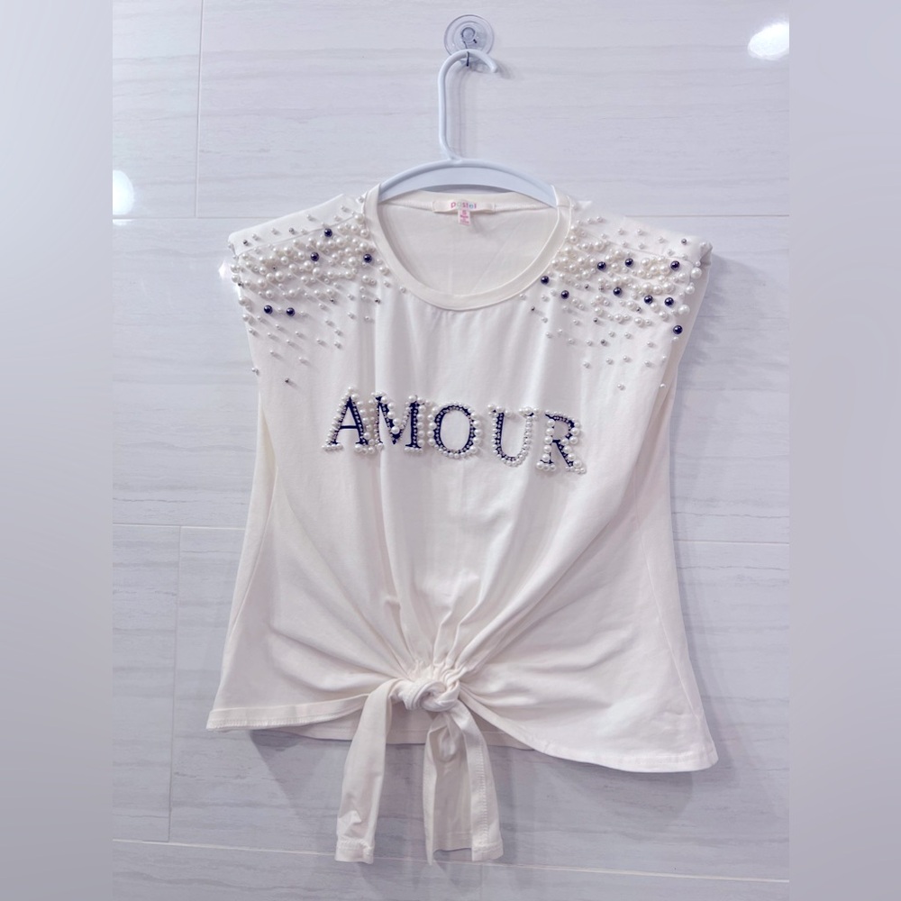 🐚💎 Mother of pearls padded shoulders top